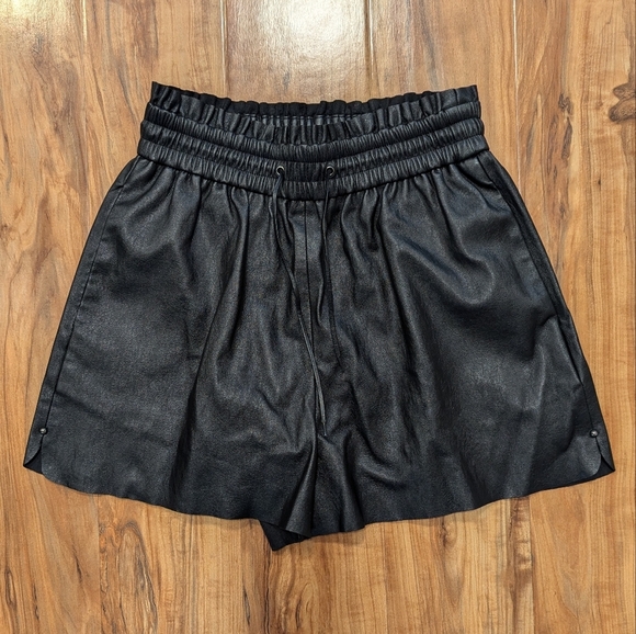 Zara Pants - Zara Black Faux Leather High Waisted Drawstring Shorts Women's XS Grunge Goth